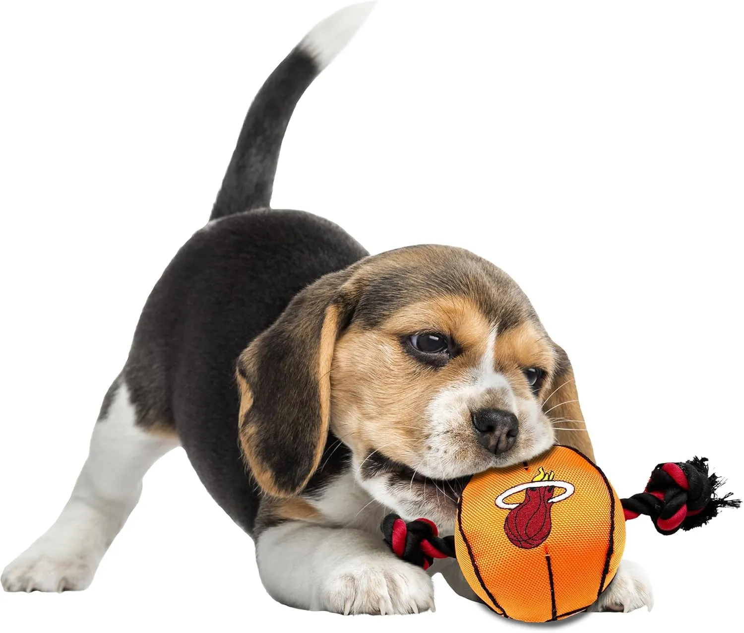 Pets First NBA Miami Heat Basketball Toy. - Tough Nylon Pet Toy with Tug Ropes & Inner Squeaker, one Size