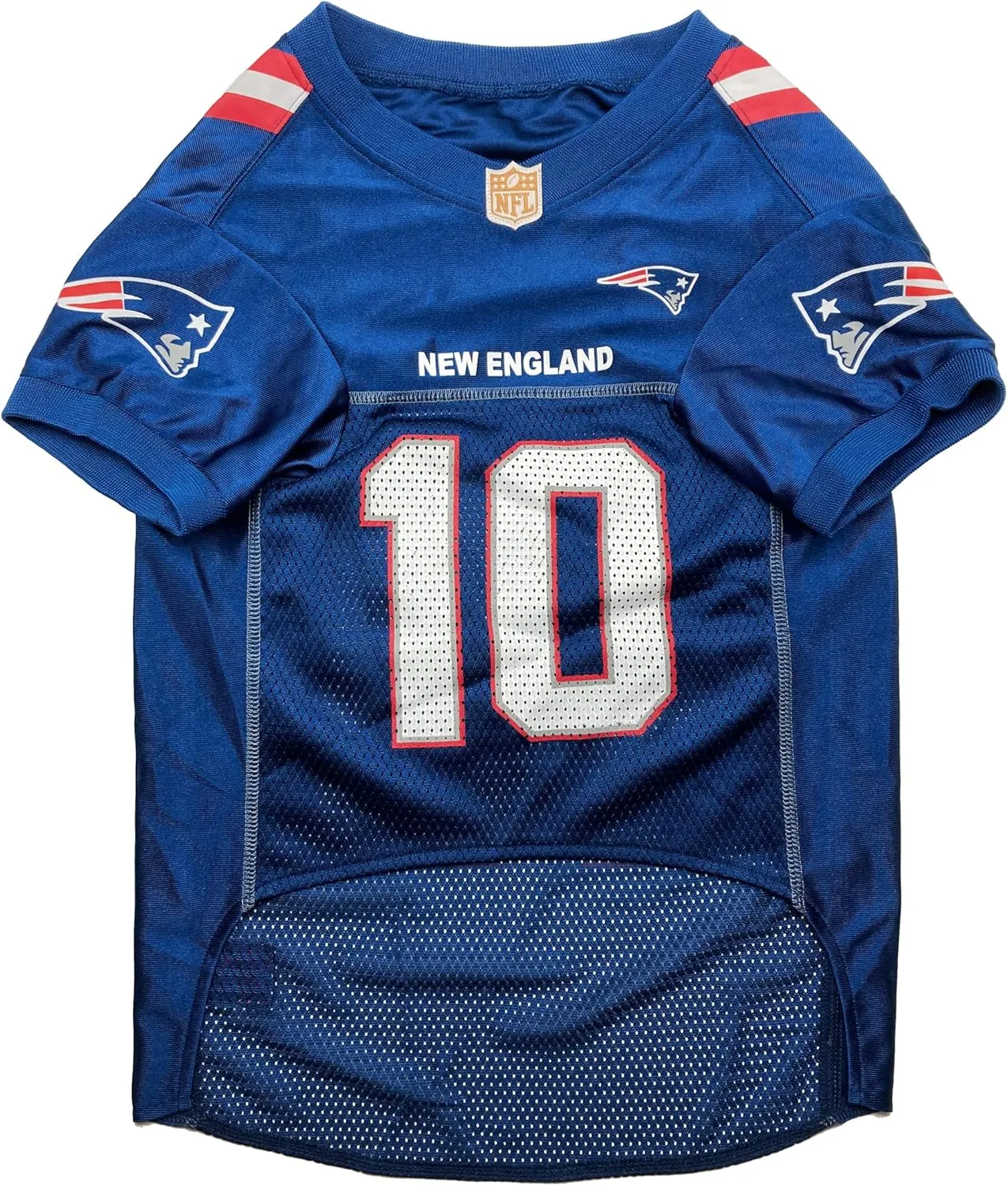 Pets First NFL Team Player Jersey for Cats and Dogs, Mac Jones, New England Patriots, Small
