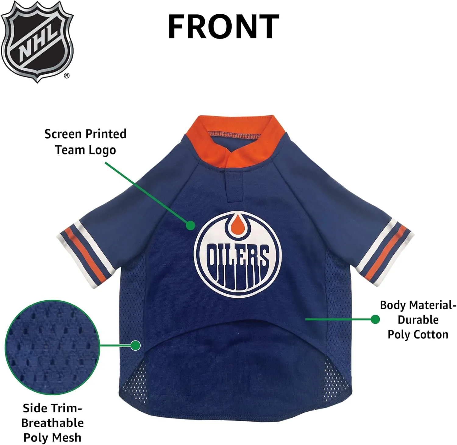 Pets First NHL Hockey Edmonton Oilers Mesh Jersey for Dogs & Cats, Size Medium, Licensed Dog Jersey with Your Favorite Hockey Team
