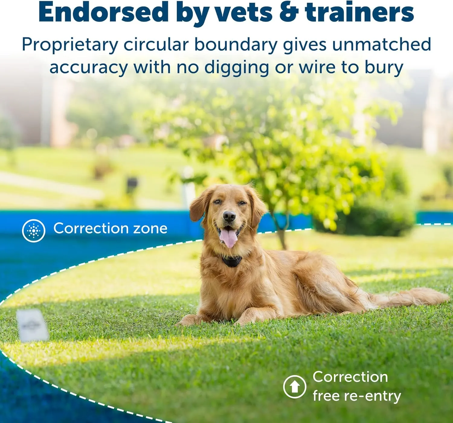 PetSafe Stay & Play Wireless Pet Fence with Replaceable Battery Collar - Circular Boundary Secures up to 3/4 Acre, No-Dig Portable Electric Fence, for Dogs 5 lb & Up, from Parent INVISIBLE FENCE BRAND