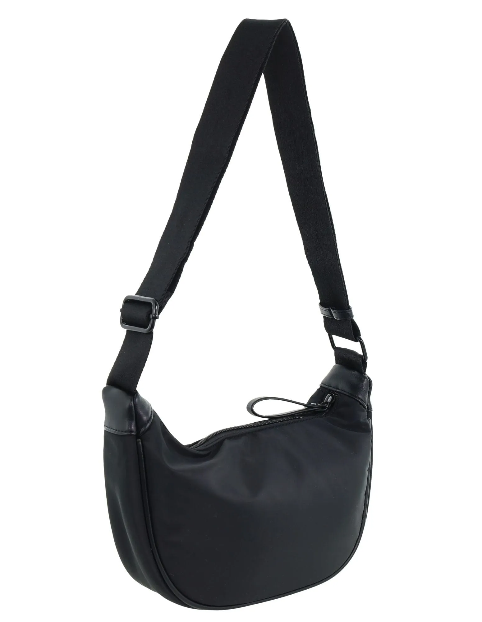 Pierre Cardin Ladies Nylon Crescent Cross-Body Bag in Black