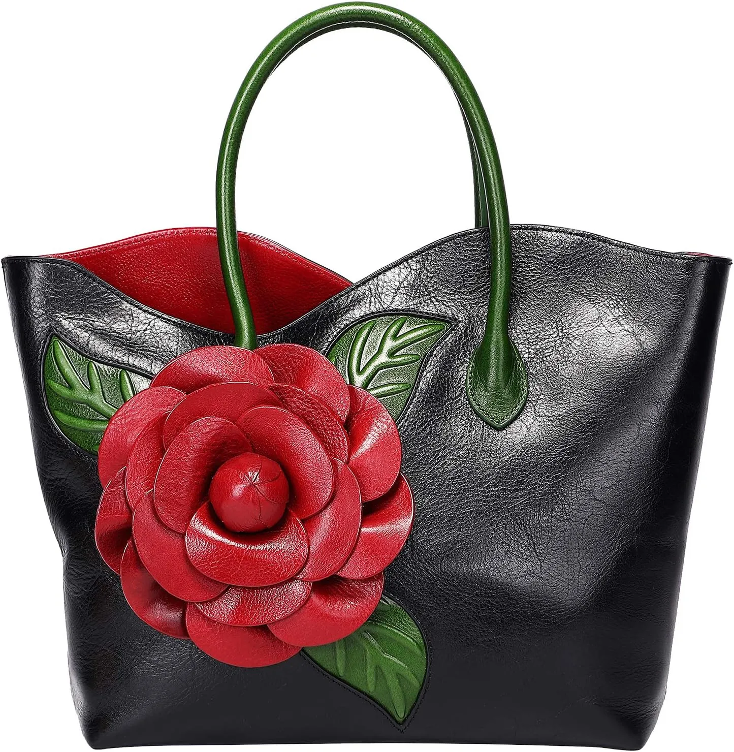 PIJUSHI Designer Genuine Leather Purses and Handbags for Women Satchel Flower Handbag