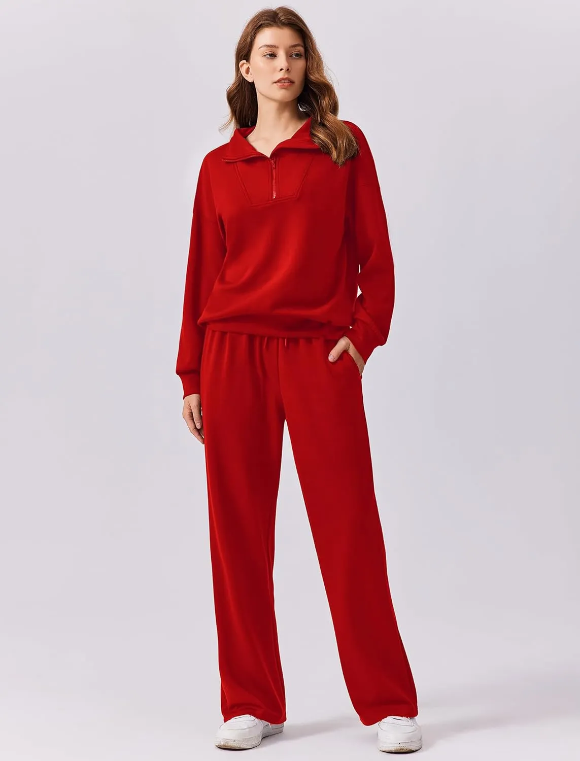 PINSPARK 2 Piece Sets for Women 2025 Fall Outfits Sweatsuit Oversized Sweatshirt Wide Leg Sweatpants Matching Set Tracksuit
