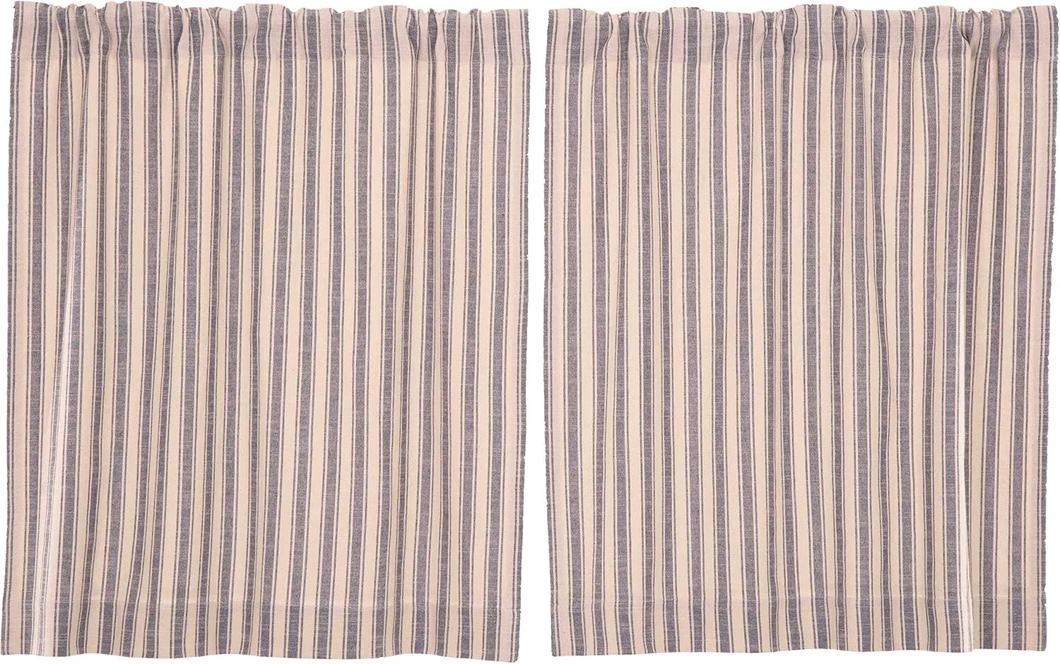 Piper Classics Market Place Blue Ticking Stripe 36" Curtain Tiers, Set 2