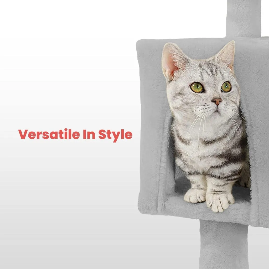 Plush Cat Condo Cat Tree Grey - 170cms