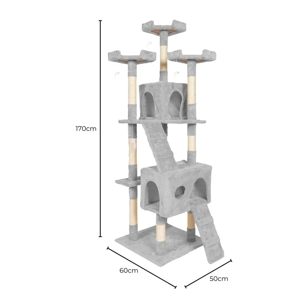 Plush Cat Condo Cat Tree Grey - 170cms