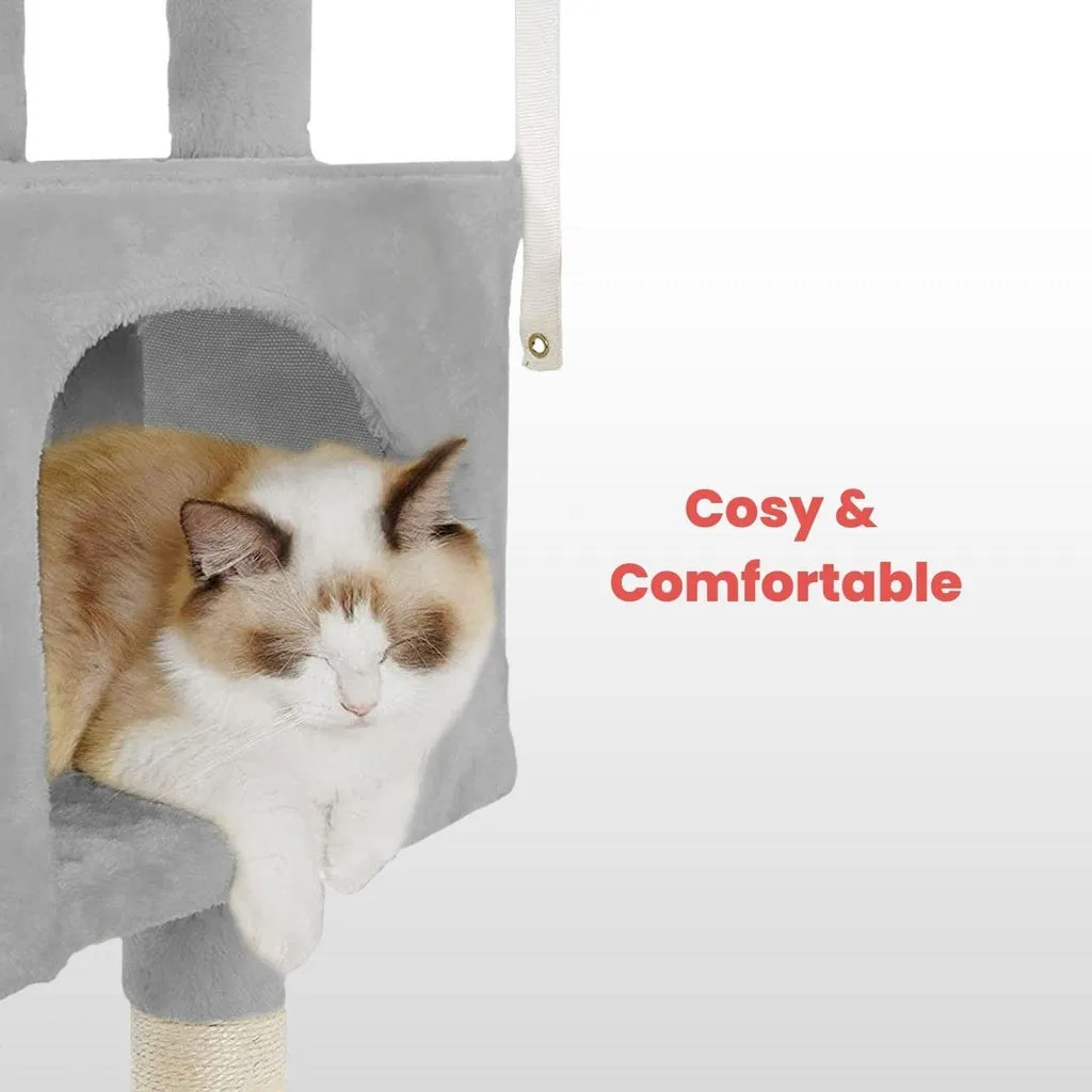 Plush Cat Condo Cat Tree Grey - 170cms