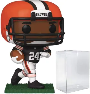 POP Football: Browns - Nick Chubb Funko Vinyl Figure (Bundled with Compatible Box Protector Case), Multicolor, 3.75 inches