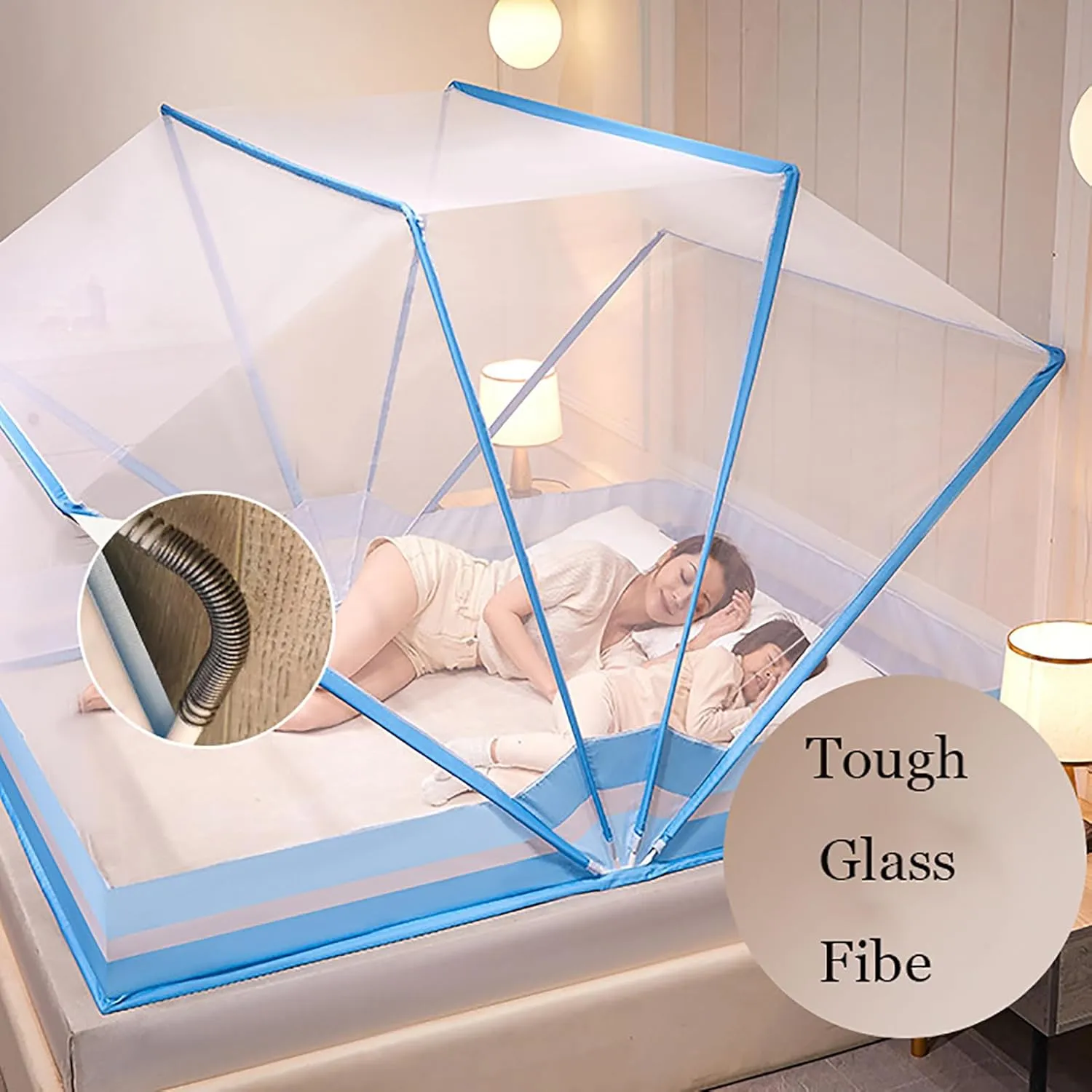 Pop-Up Mosquito Net Tent Wide Roof,Portable Folding Design with Bottom for Bedroom Yard Outdoor Camping Fishing Hiking Trip,A,160×190×120cm
