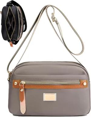 Popularate Nylon Crossbody Bag, Popularate Waterproof Nylon Crossbody Bag, with Zipper and Multi Pockets