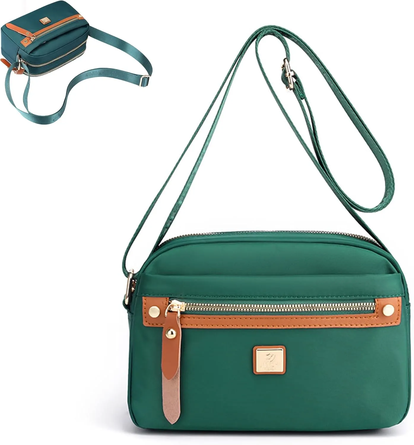 Popularate Nylon Crossbody Bag, Waterproof Lightweight Nylon Crossbody Bag With Zipper And Multi Pockets For Women