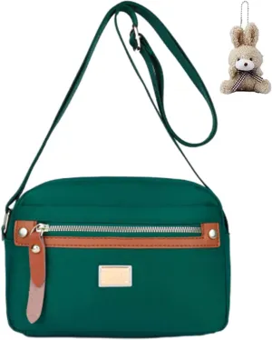 Popularate Nylon Crossbody Bag, Waterproof Shoulder Purse with Zipper and Multi Pockets for Women