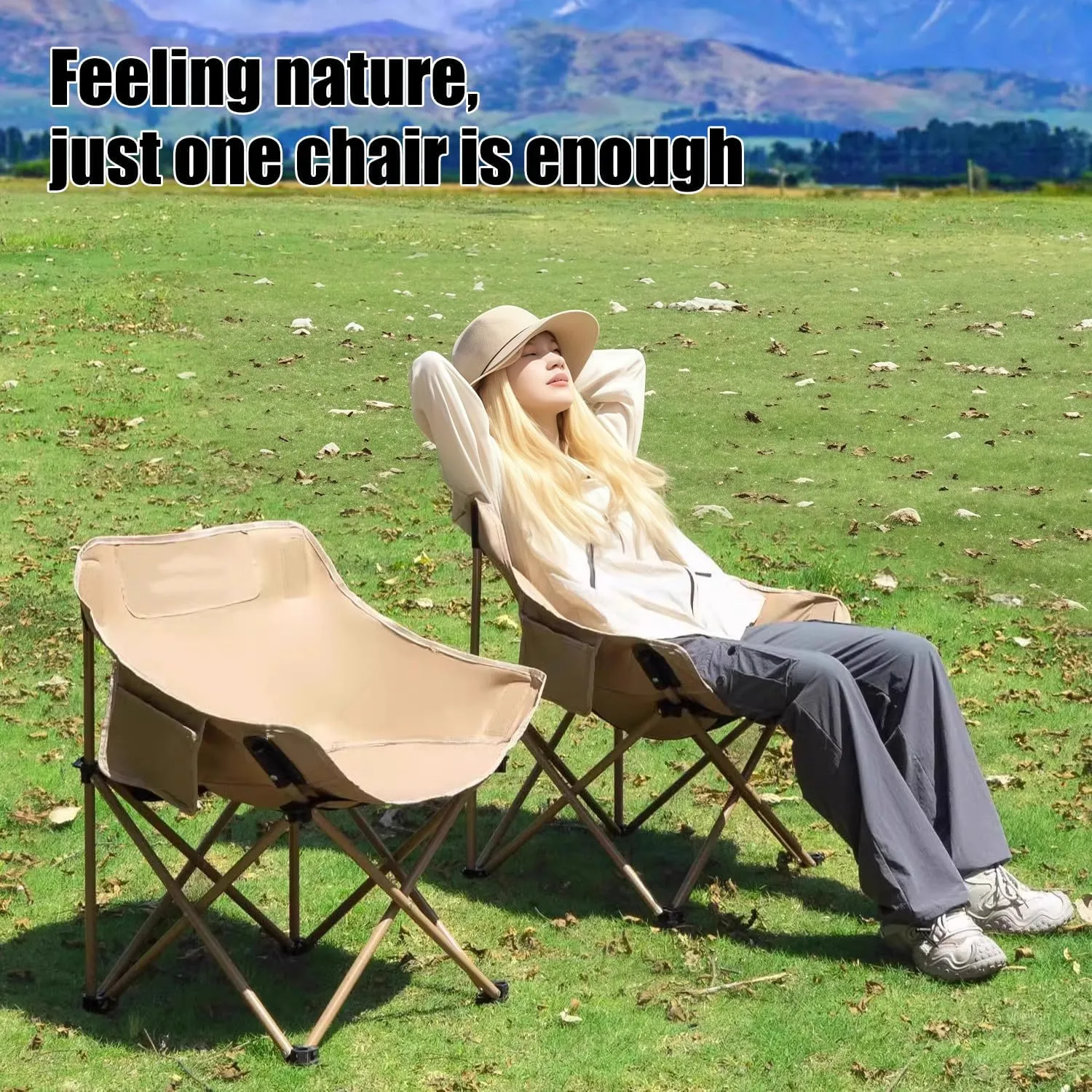 Portable Camping Chair, Ultra Lightweight Folding Picnic Chair, Suitable for Travel, Picnicking, Hiking, Fishing (Green,Twin)