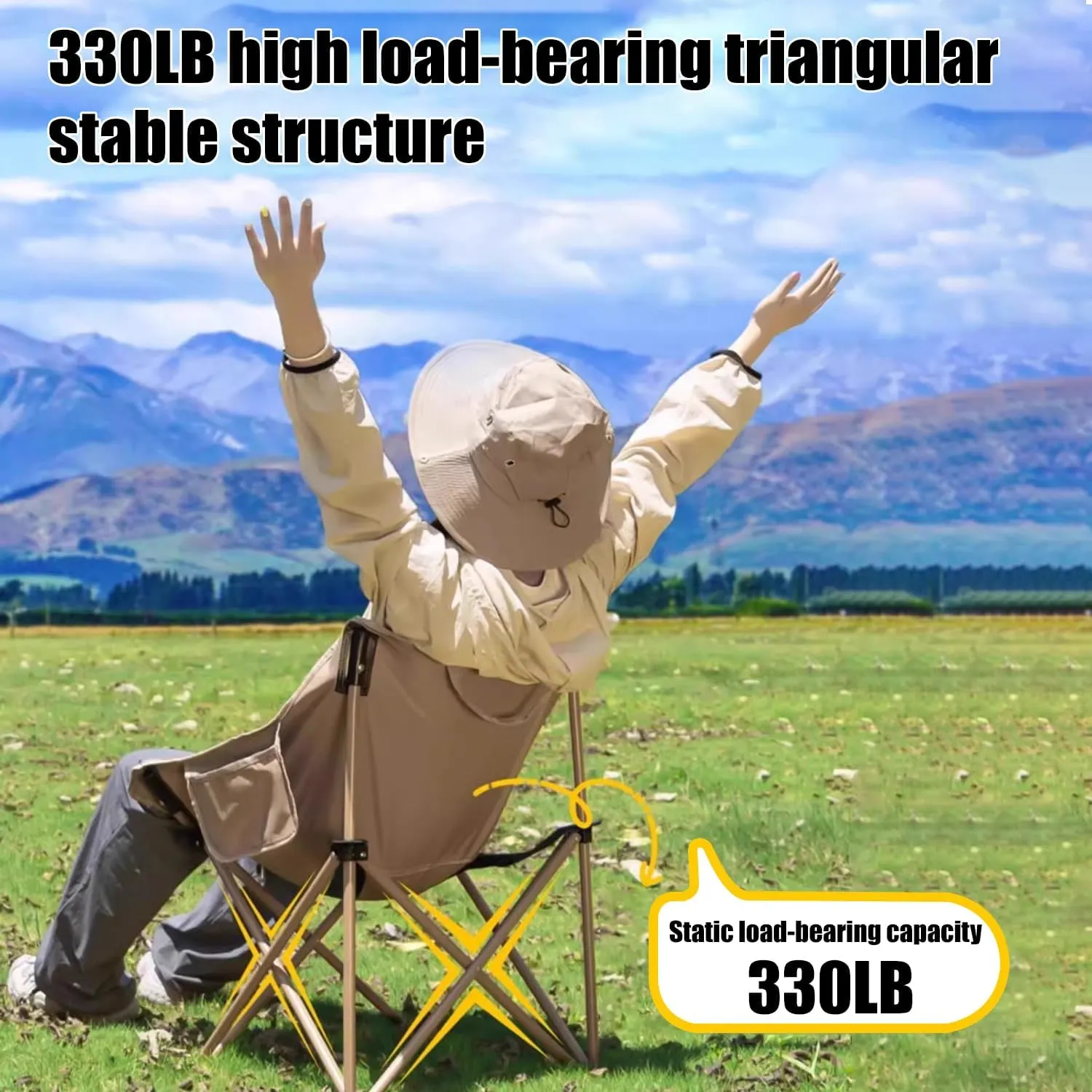Portable Camping Chair, Ultra Lightweight Folding Picnic Chair, Suitable for Travel, Picnicking, Hiking, Fishing (Green,Twin)