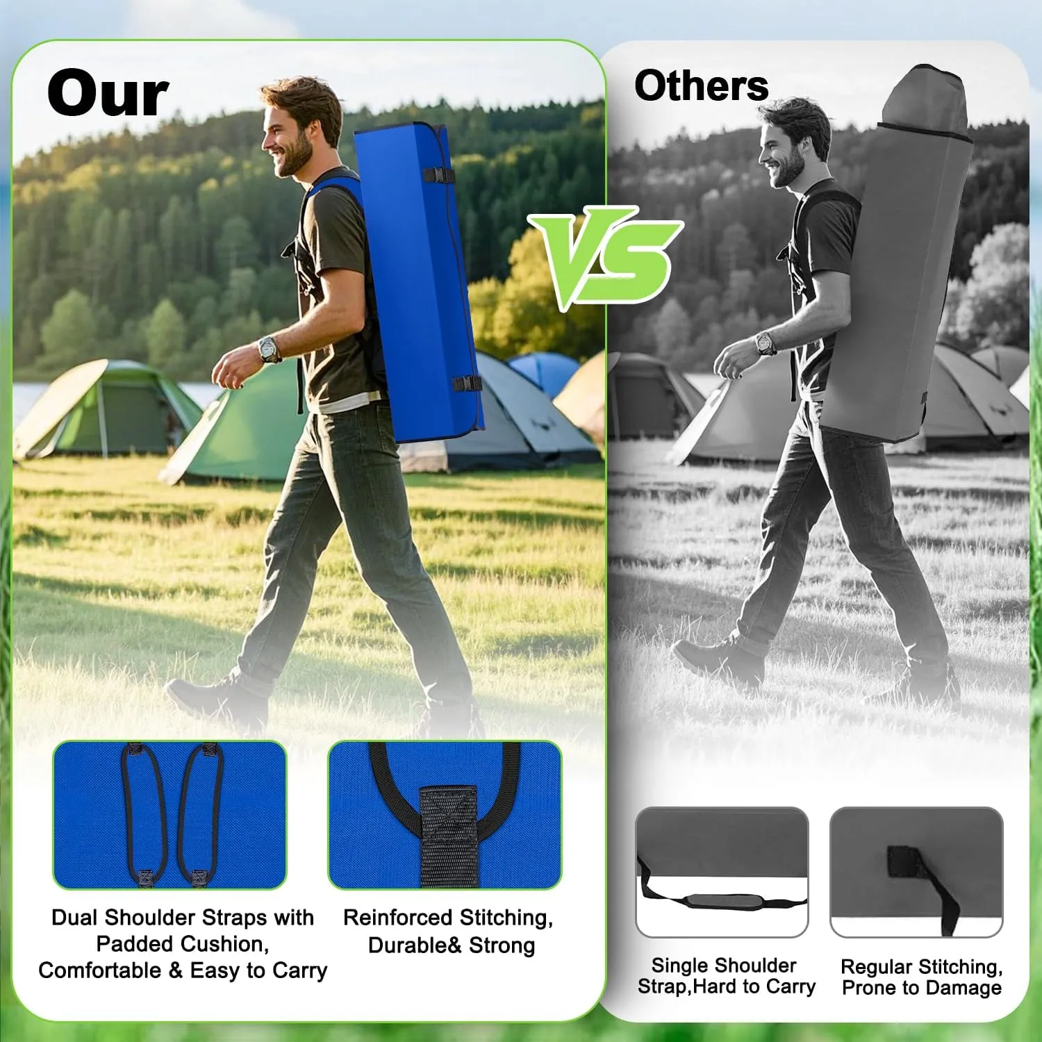 Portable Camping Chair with Canopy - Folding Chair with Canopy, Durable 600D Oxford Canopy Chair for Camping, Beach, Picnics, Fishing & Sports
