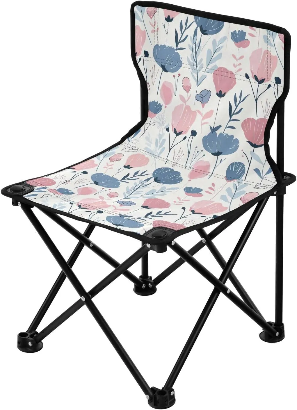 Portable Camping Chairs Blue Flowers Pink Lightweight Folding Chair for Camping, Beach, Picnic, Travel and Sports with Carry Bag 20858152