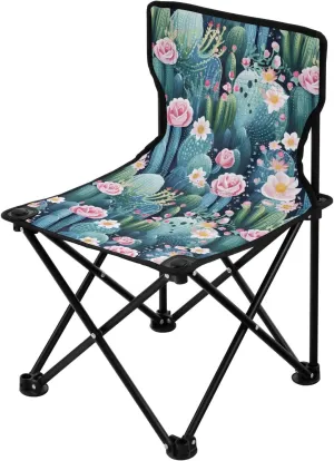 Portable Camping Chairs Cactus Flowers Floral Lightweight Folding Chair for Camping, Beach, Picnic, Travel and Sports with Carry Bag 20849402