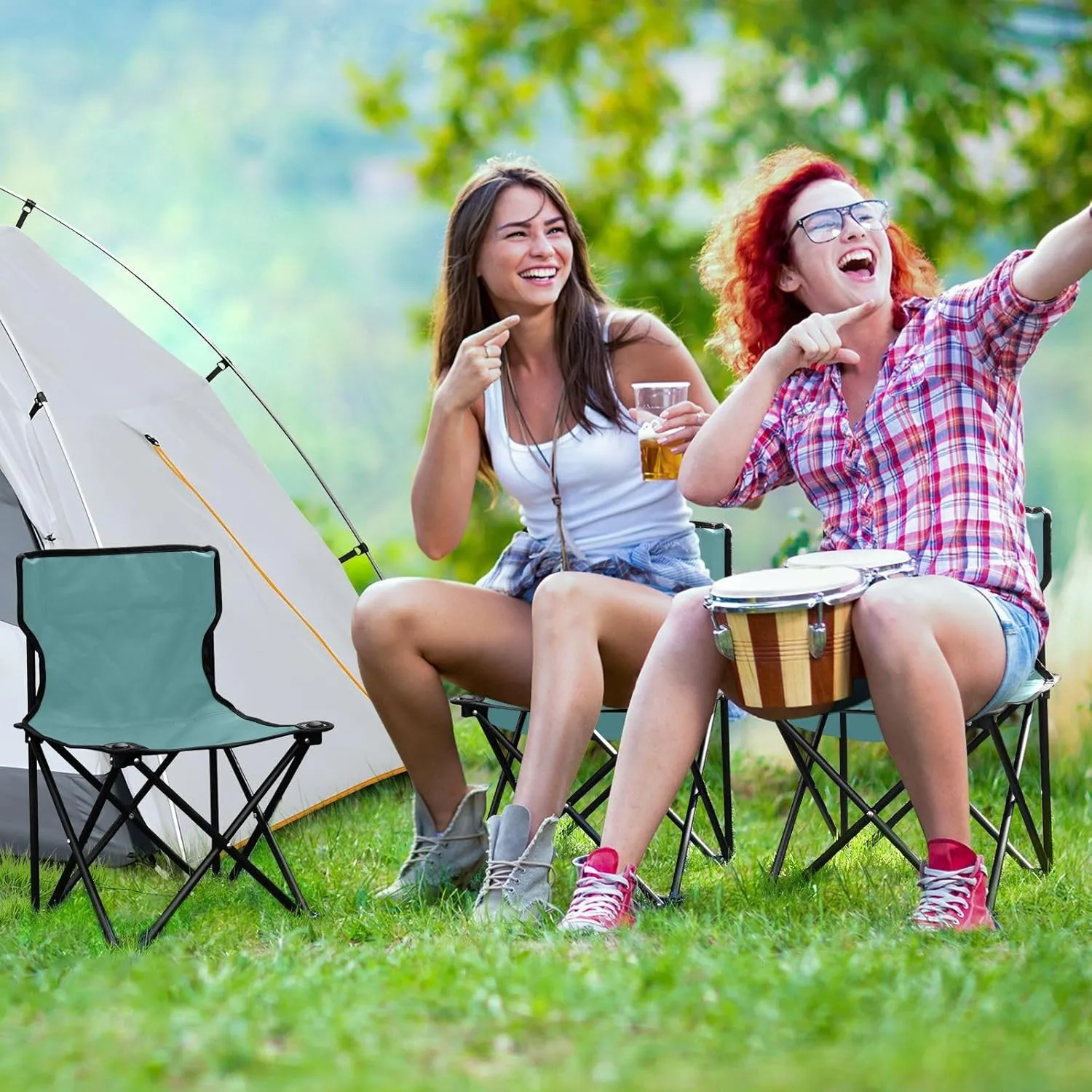 Portable Camping Chairs Cadetblue Lightweight Folding Chair for Camping, Beach, Picnic, Travel and Sports with Carry Bag 20849