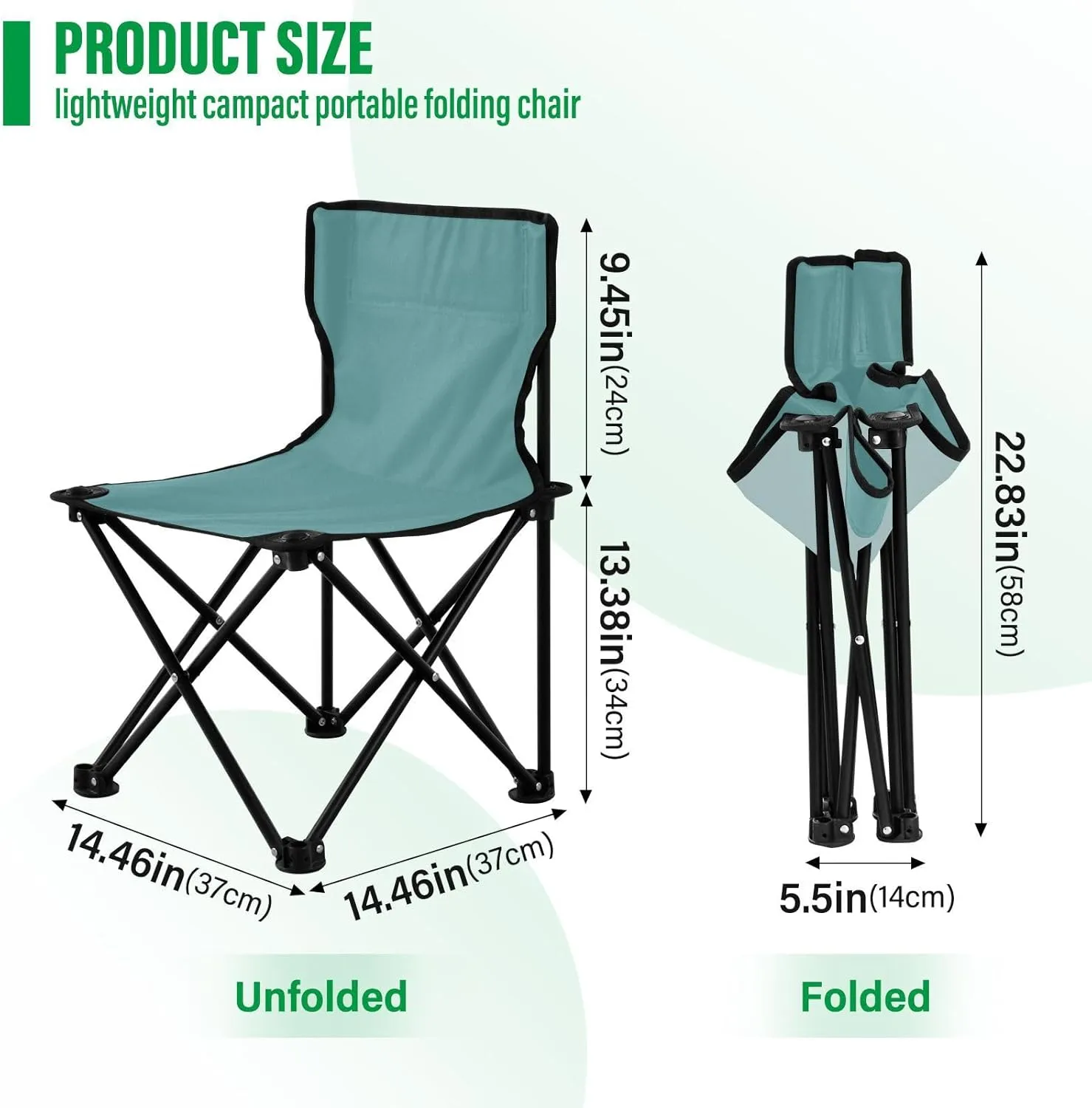 Portable Camping Chairs Cadetblue Lightweight Folding Chair for Camping, Beach, Picnic, Travel and Sports with Carry Bag 20849