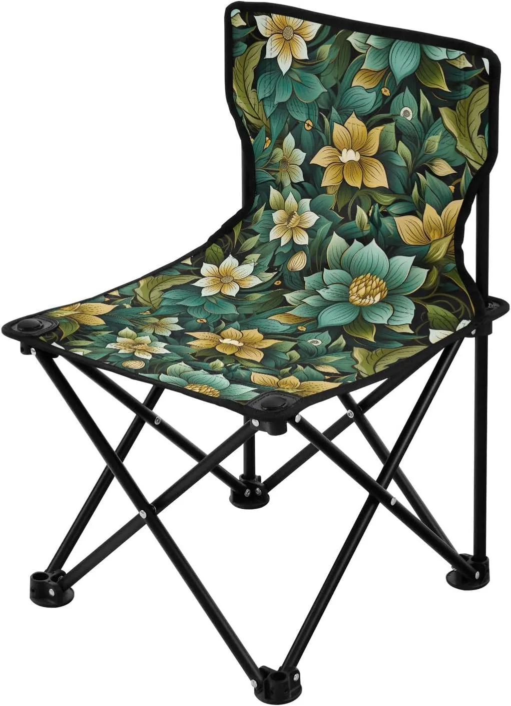 Portable Camping Chairs Flowers Floral Green Lightweight Folding Chair for Camping, Beach, Picnic, Travel and Sports with Carry Bag 20850594