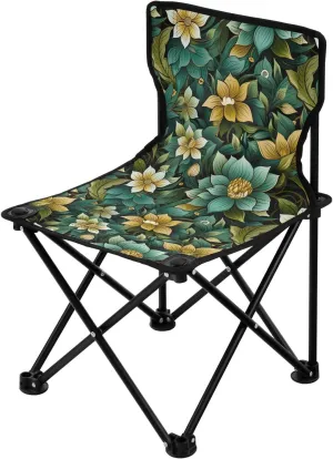 Portable Camping Chairs Flowers Floral Green Lightweight Folding Chair for Camping, Beach, Picnic, Travel and Sports with Carry Bag 20850594