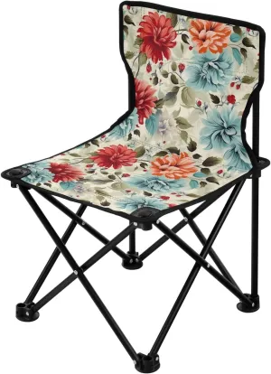 Portable Camping Chairs Flowers Floral Red Blue Lightweight Folding Chair for Camping, Beach, Picnic, Travel and Sports with Carry Bag 20849975