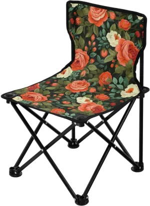 Portable Camping Chairs Flowers Floral Red Lightweight Folding Chair for Camping, Beach, Picnic, Travel and Sports with Carry Bag 20849960