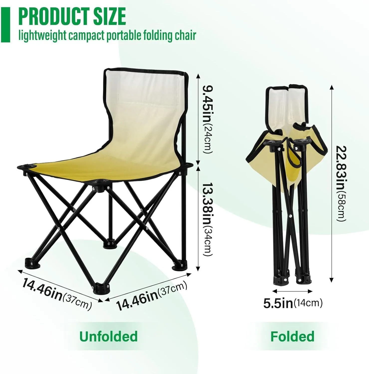 Portable Camping Chairs Gold-3 Lightweight Folding Chair for Camping, Beach, Picnic, Travel and Sports with Carry Bag 20845-1