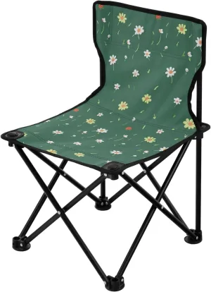 Portable Camping Chairs Green White Flowers Lightweight Folding Chair for Camping, Beach, Picnic, Travel and Sports with Carry Bag 20857212
