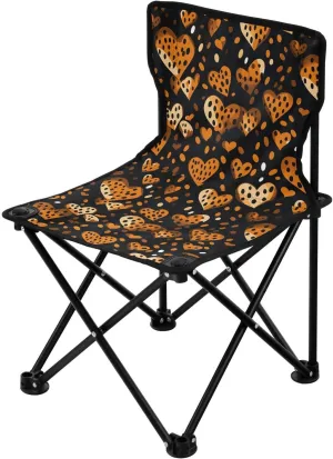 Portable Camping Chairs Valentine's Day Heart Gold Lightweight Folding Chair for Camping, Beach, Picnic, Travel and Sports with Carry Bag 20850957