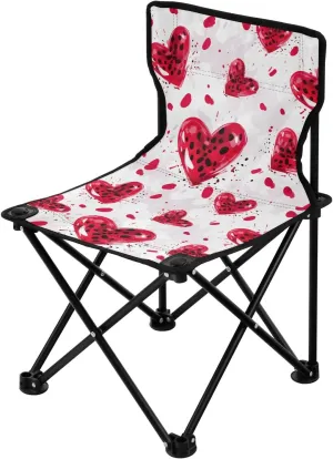 Portable Camping Chairs Valentine's Day Heart Red Lightweight Folding Chair for Camping, Beach, Picnic, Travel and Sports with Carry Bag 20850953