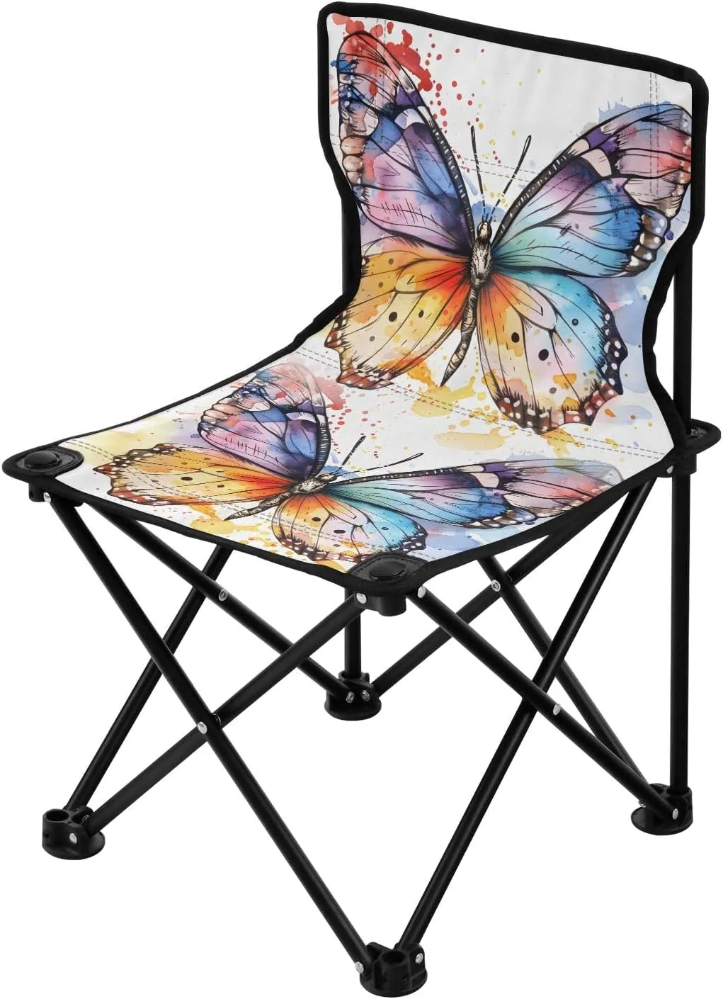 Portable Camping Folding Chairs Foldable Chair Small Butterfly Watercolor Lightweight Backpacking Outdoor Outside Fishing