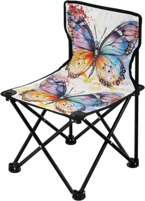 Portable Camping Folding Chairs Foldable Chair Small Butterfly Watercolor Lightweight Backpacking Outdoor Outside Fishing