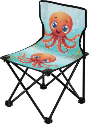 Portable Camping Folding Chairs Foldable Chair Small Octopus Cartoon Lightweight Backpacking Outdoor Outside Fishing