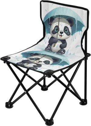Portable Camping Folding Chairs Foldable Chair Small Panda Cartoon Rain Lightweight Backpacking Outdoor Outside Fishing
