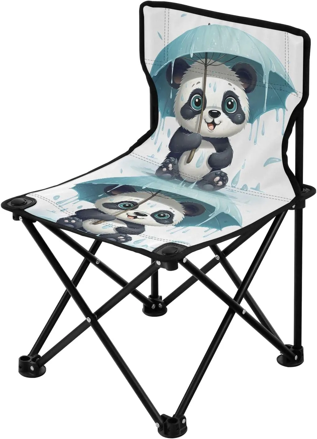 Portable Camping Folding Chairs Foldable Chair Small Panda Cartoon Rain Lightweight Backpacking Outdoor Outside Fishing