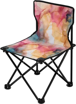 Portable Camping Folding Chairs Foldable Chair Small Pink Marble Orange Lightweight Backpacking Outdoor Outside Fishing