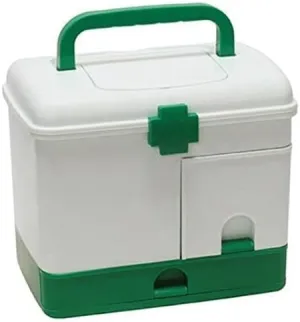 Portable First Aid Kit, Medical Plastic Storage Box, Lockable Medicine Organizer, Lightweight Drug Container with Comfortable Handle for Home, Office, Travel