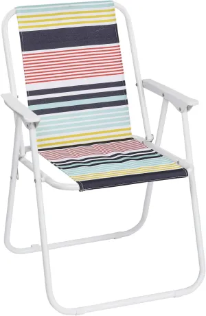Portable Folding Beach Chair, Lightweight Beach Chair with High Back, Camping Chair Lawn Chair with Hard Armrest, Colorful Stripes