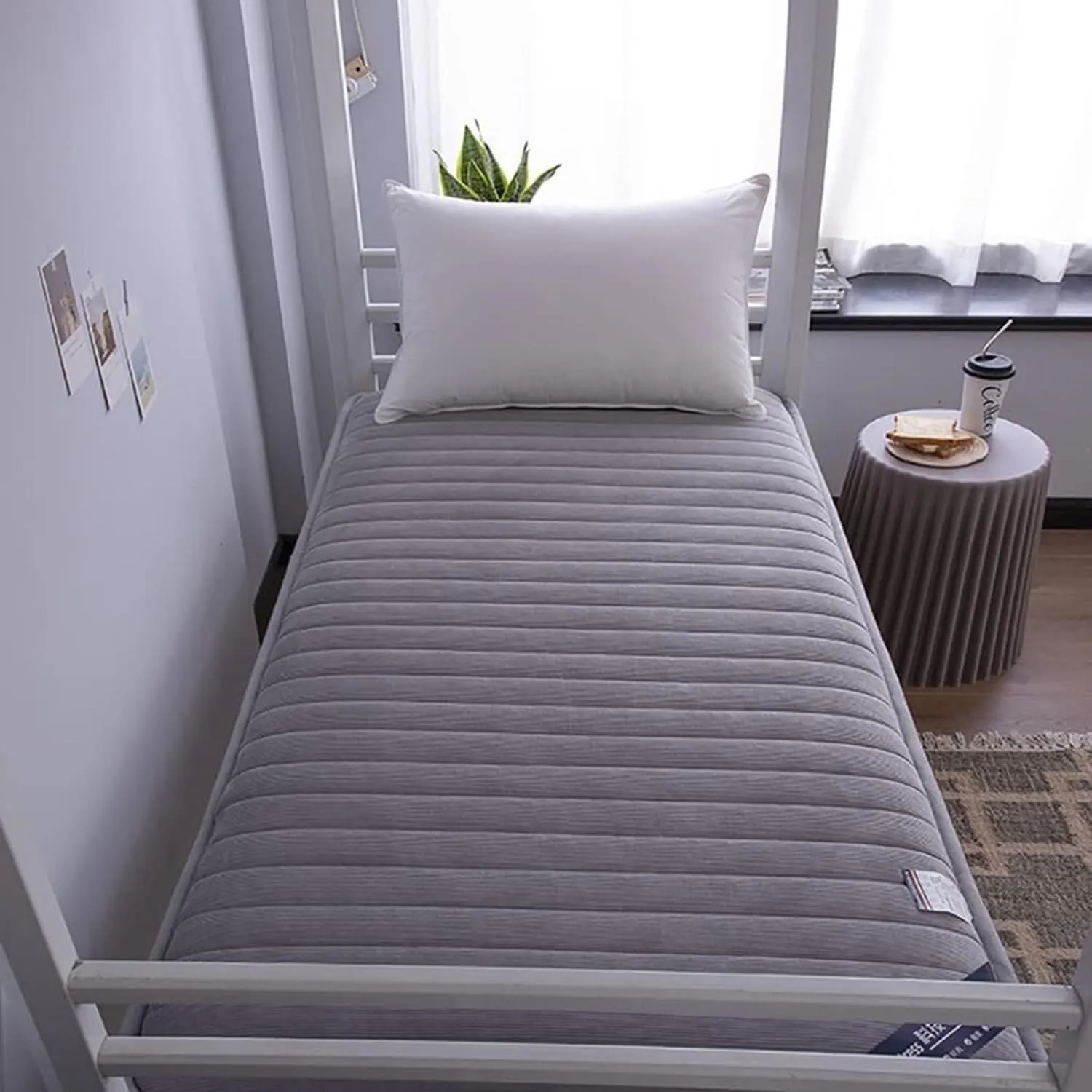 Portable Folding Student Mattress, Portable Student Mattress for Single Student Dormitory, Breathable Folding Floor Bed for Home use(Gray,150x200cm(59x79inch))