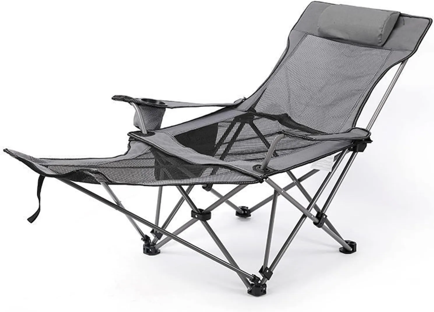Portable Lightweight Camping Chairs Foldable Beach Chairs for Leisure Fishing, Outing Party, Beach Barbecue, Office Lunch Break (with Tripod,Grey - mesh face)