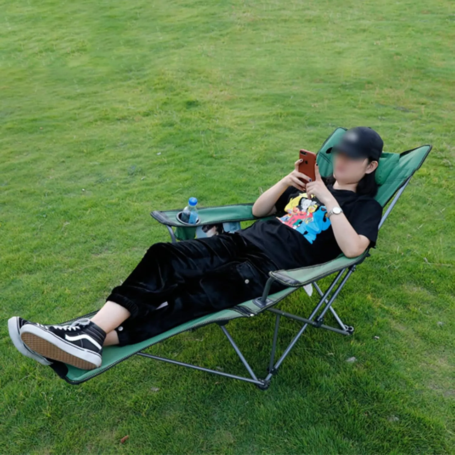 Portable Lightweight Camping Chairs Foldable Beach Chairs for Leisure Fishing, Outing Party, Beach Barbecue, Office Lunch Break (with Tripod,Grey - mesh face)
