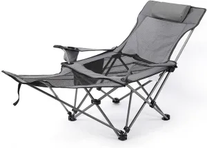 Portable Lightweight Camping Chairs Foldable Beach Chairs for Leisure Fishing, Outing Party, Beach Barbecue, Office Lunch Break (with Tripod,Grey - mesh face)