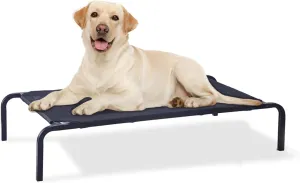 Portable Raised Cooling Steel-Framed Elevated Pet Bed, Elevated Mesh Pet Bed Durable Frame Dog Cot for Outdoor or Indoor Use with Skid-Resistant Feet Black Large (Large)