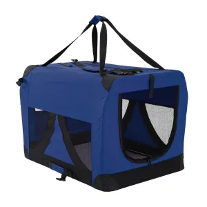 Portable Soft Dog Cage Crate Carrier - BLUE