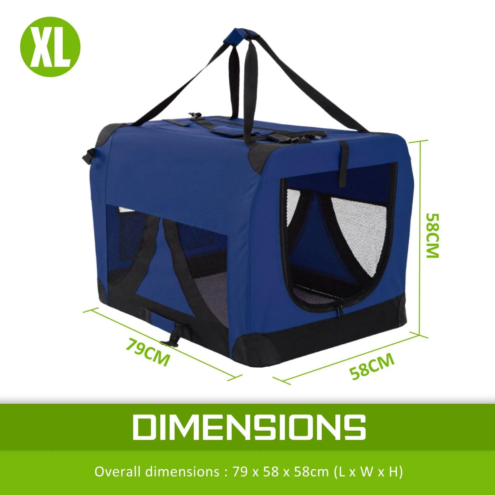 Portable Soft Dog Cage Crate Carrier - BLUE