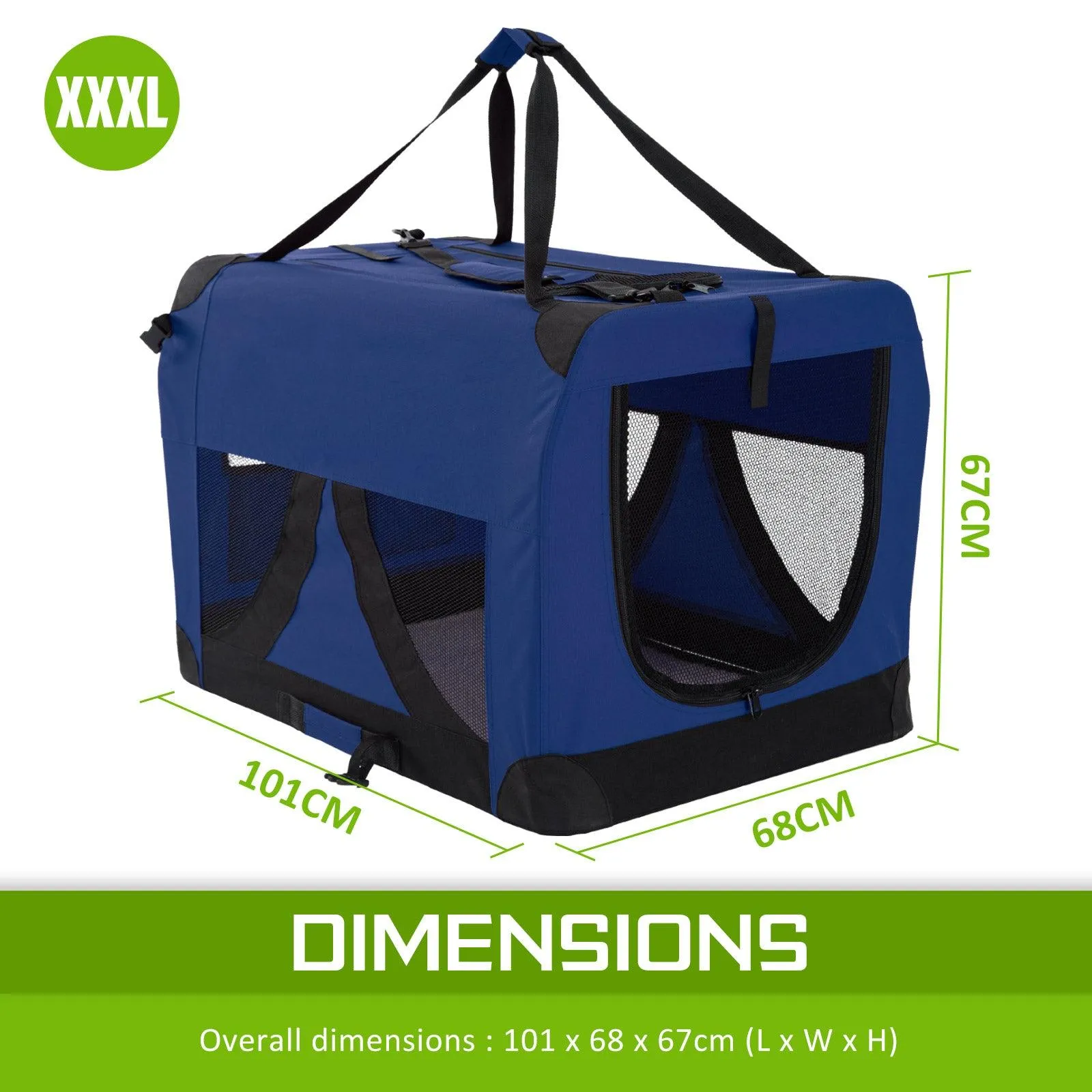 Portable Soft Dog Cage Crate Carrier - BLUE