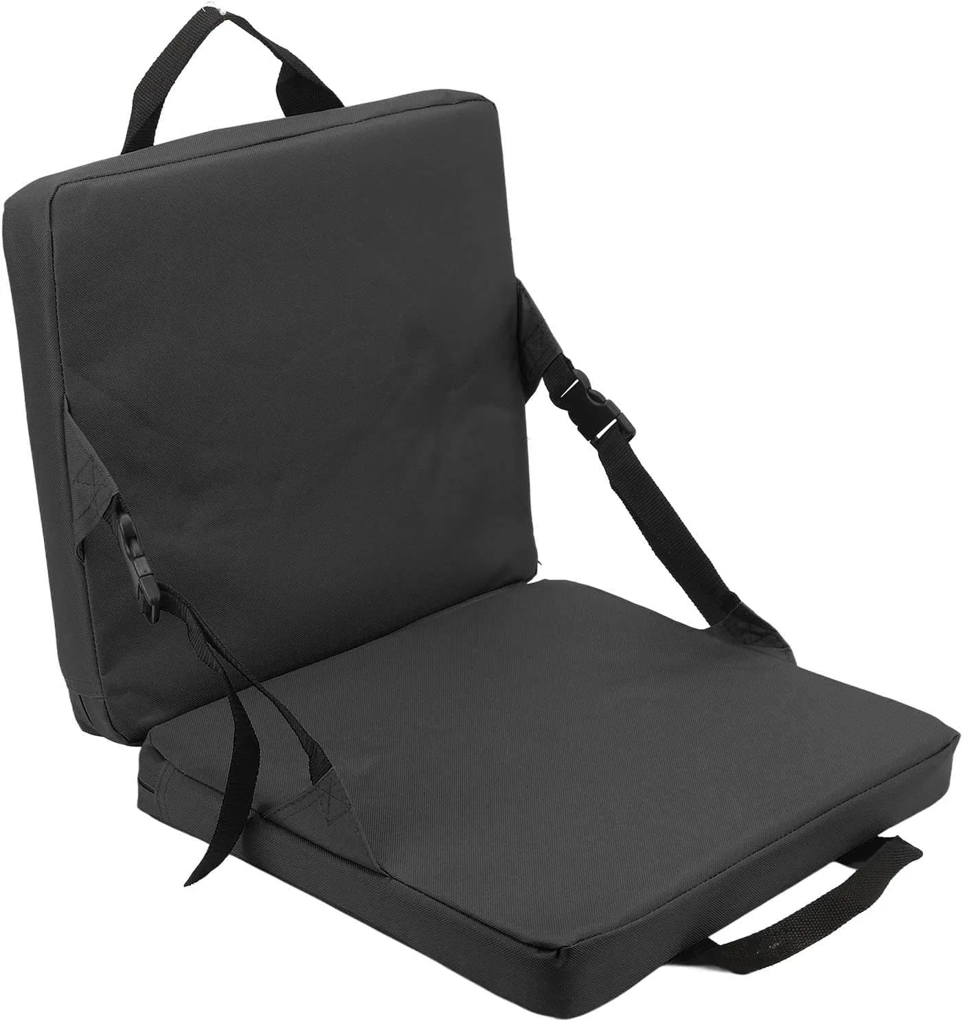 Portable Stadium Seat Cushion Outdoor Foldable Chair Soft Sponge Cushion Back Chair for Stadium and Beach (Black)