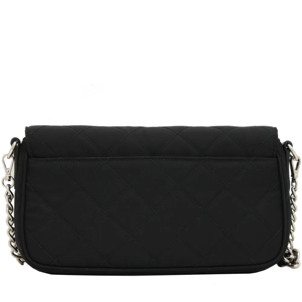 Prada 1BH025 Tessuto Nylon Quilted Convertible Clutch Sling Bag- Black