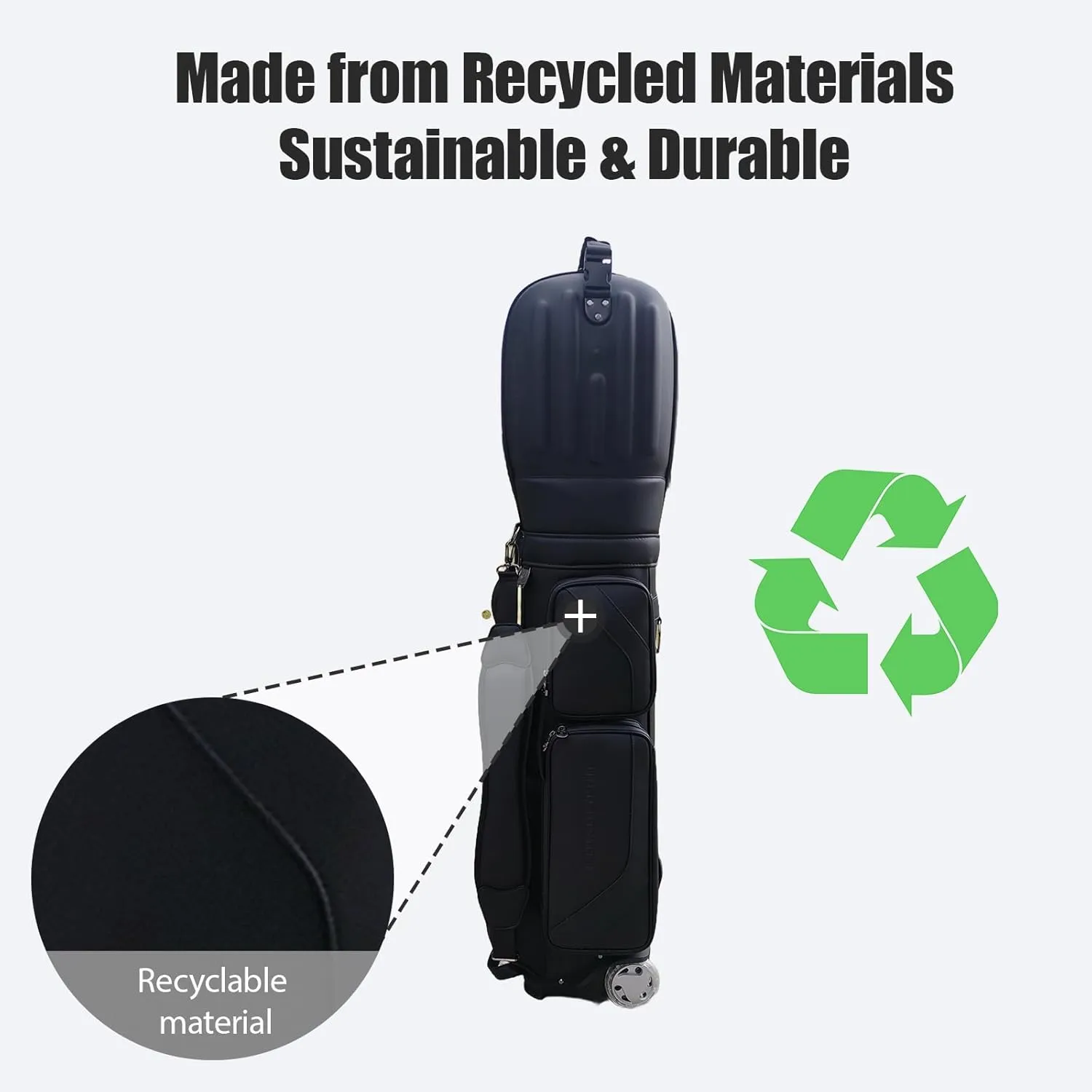Premium Golf Travel Bag - 8-Way Divider Waterproof Silicone Leather, Eco-Friendly Design with Wheels & Multi-Pocket Storage (Black/White/Blue/Green)